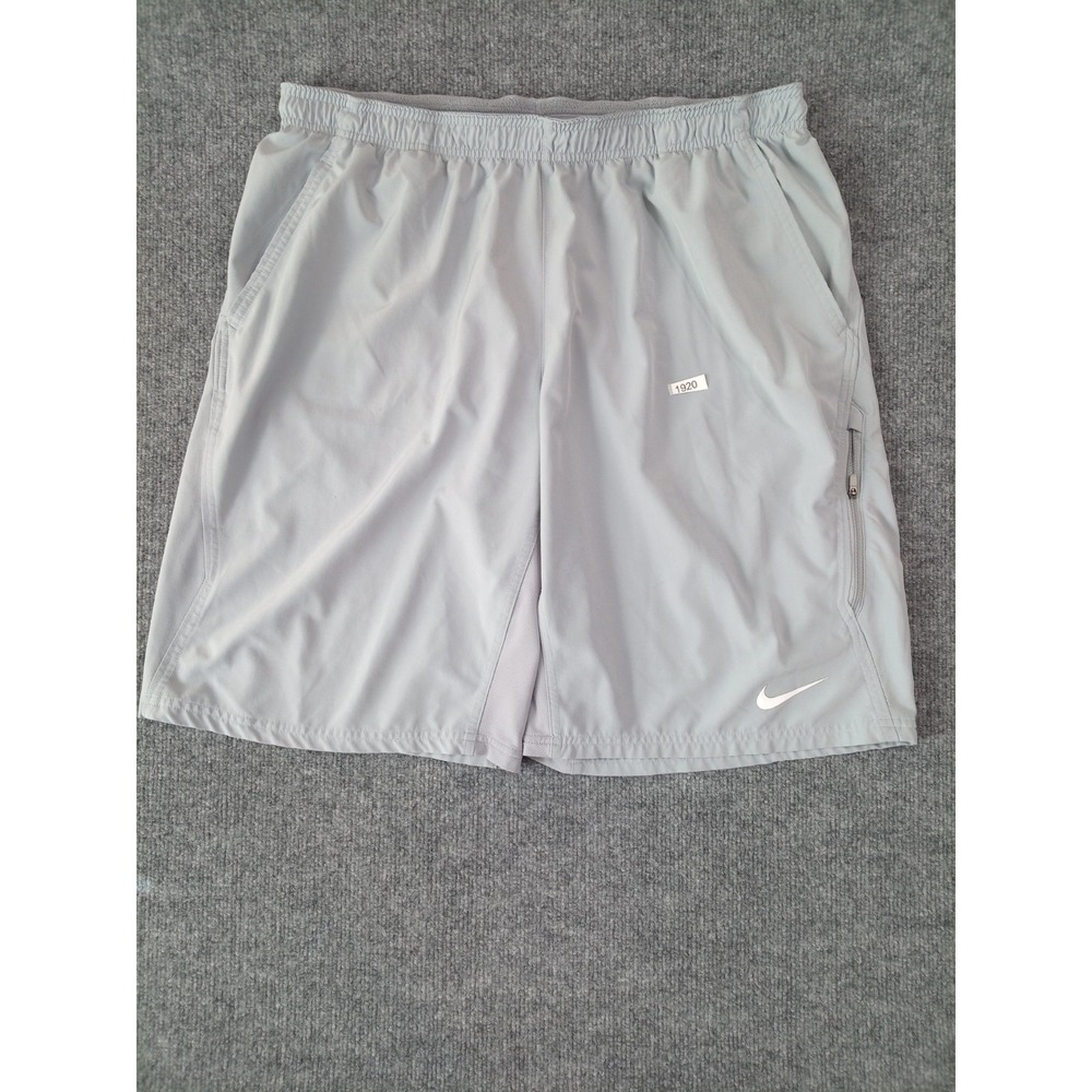 Nike Dri-FIT Athletic Shorts Mens XL Gray Lightweight Zip Pocket (Stain)